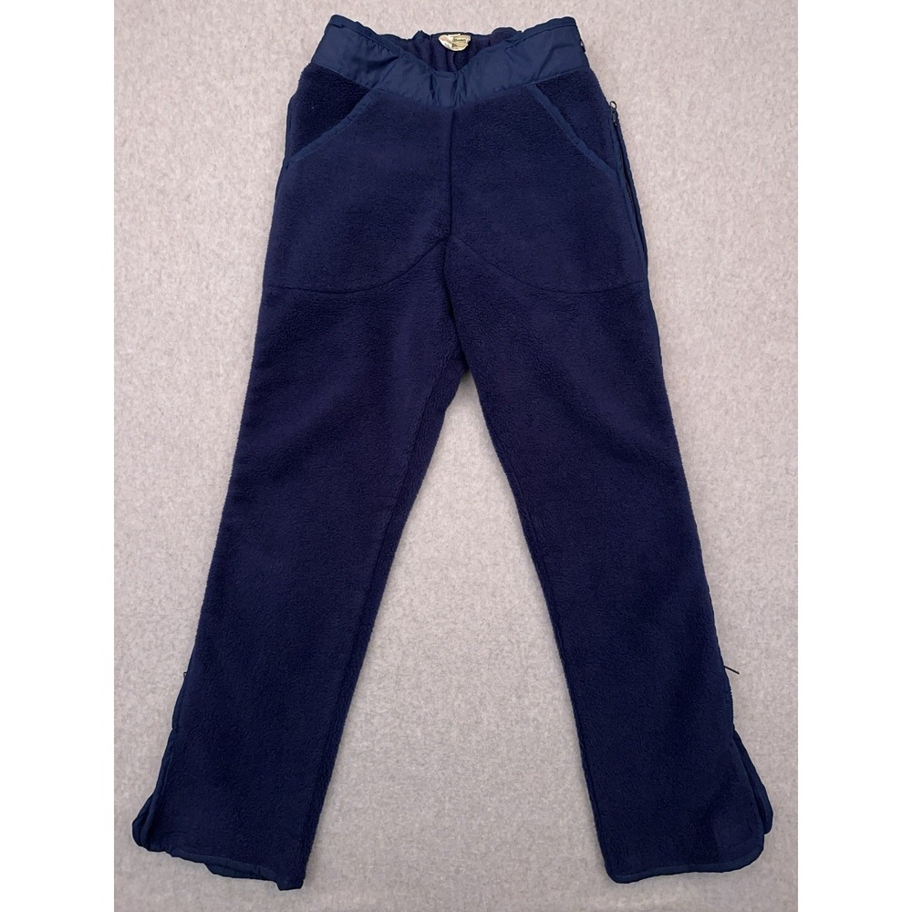 Vintage LL Bean Fleece Snow Pants Men's Small Side Zip Snap‎ Button Made in USA